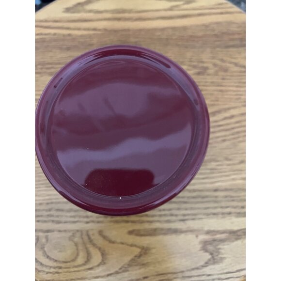 Longaberger Pottery Woven Traditions Paprika Red Pink 4” Crock With Lid - Picture 3 of 5